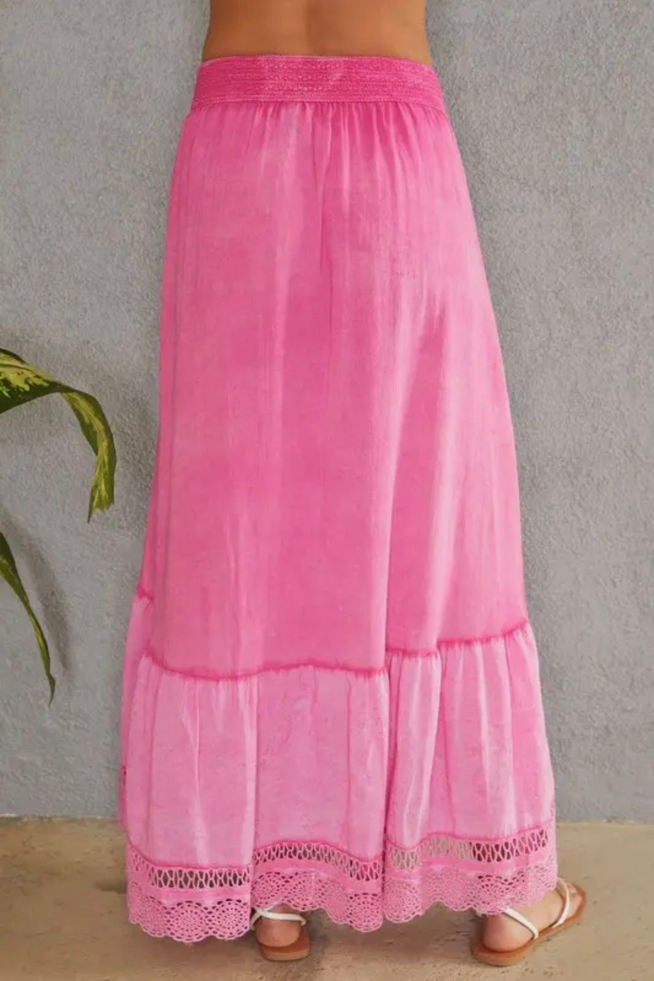 Pink Braided High Low Maxi Skirt