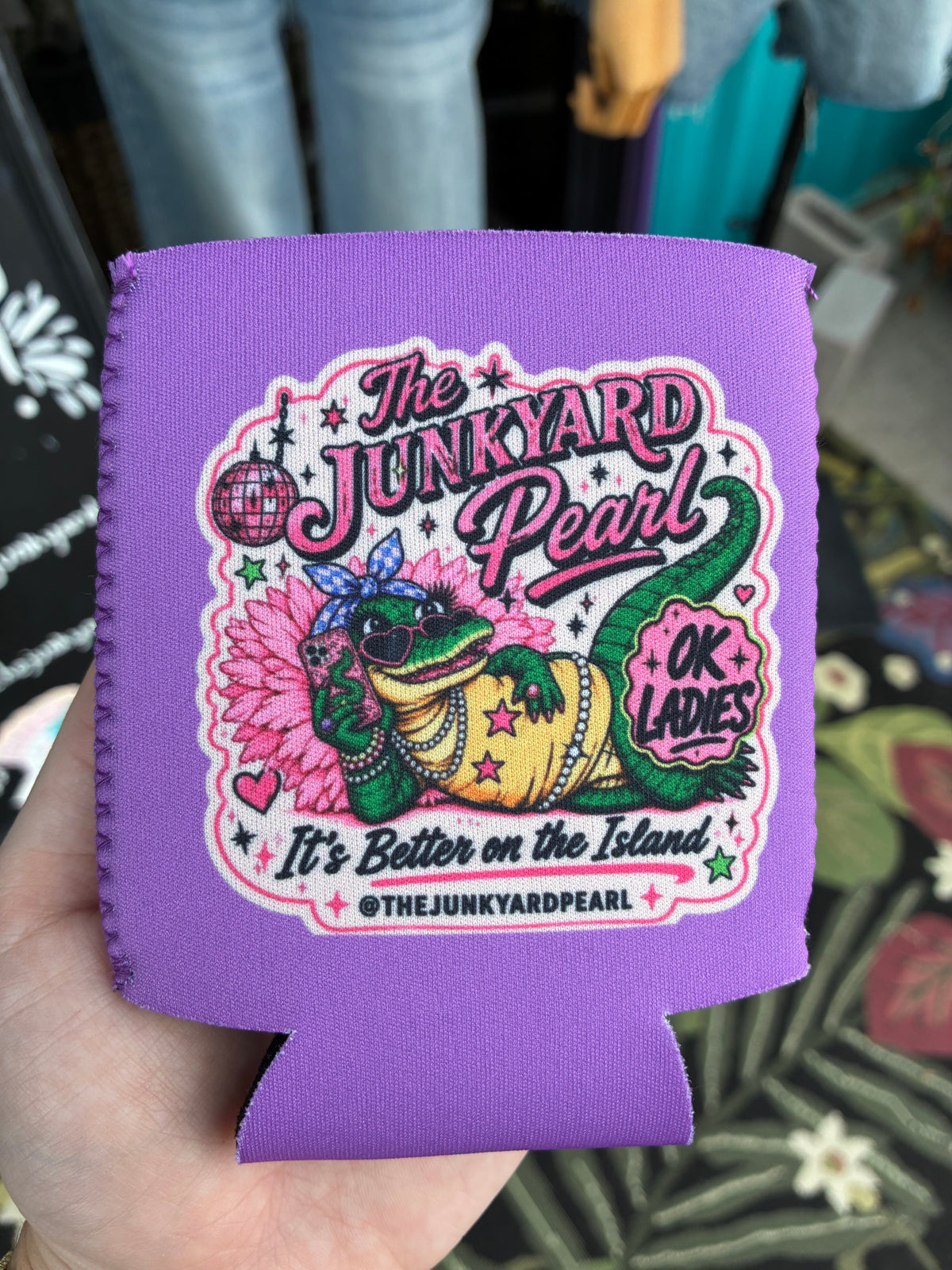 Purple Junkyard Pearl Koozie