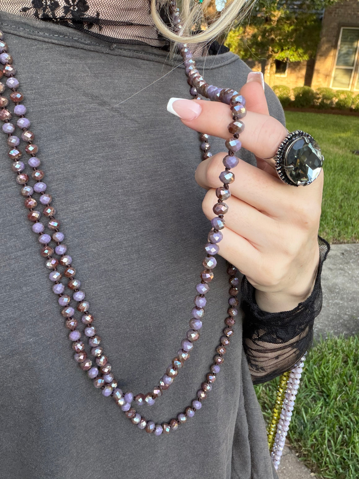 Amethyst Metallic Bead Necklace
