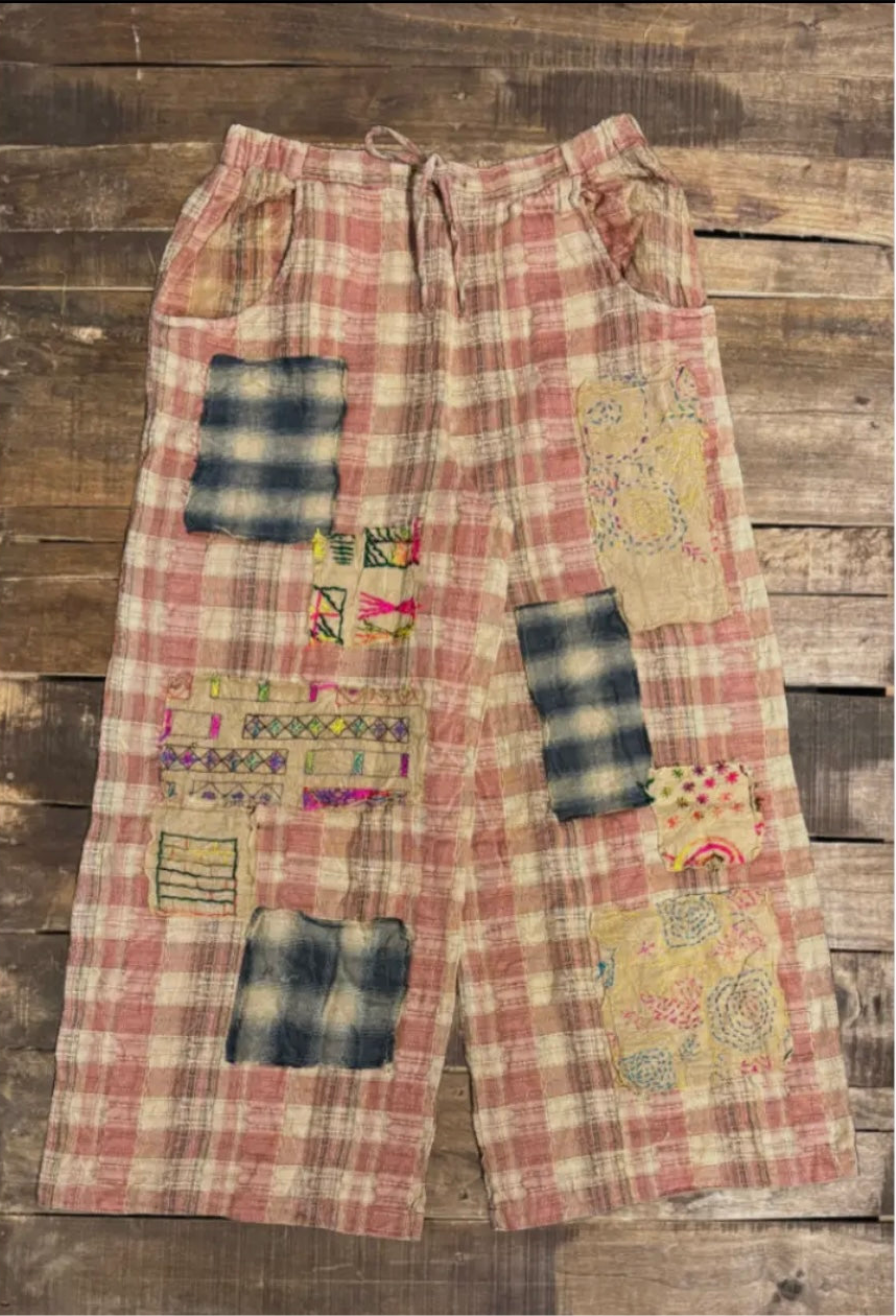 Meadow Views Sunrise Patchwork Pants in Plaid