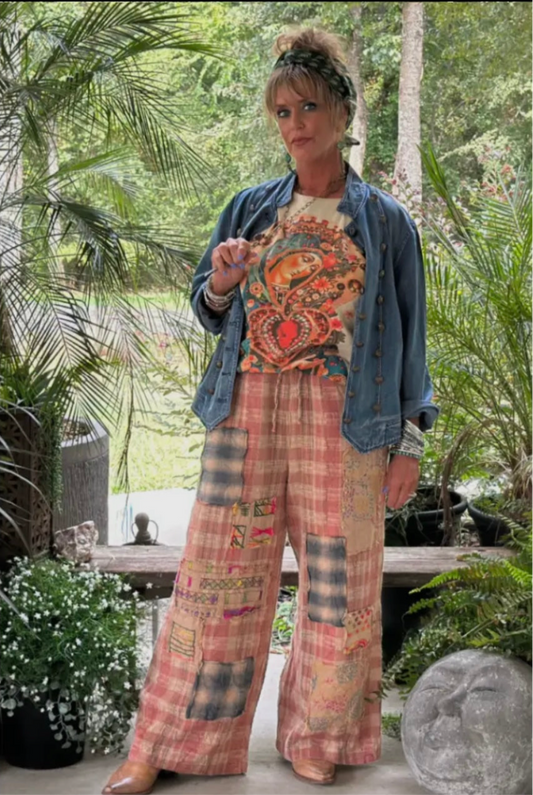Meadow Views Sunrise Patchwork Pants in Plaid
