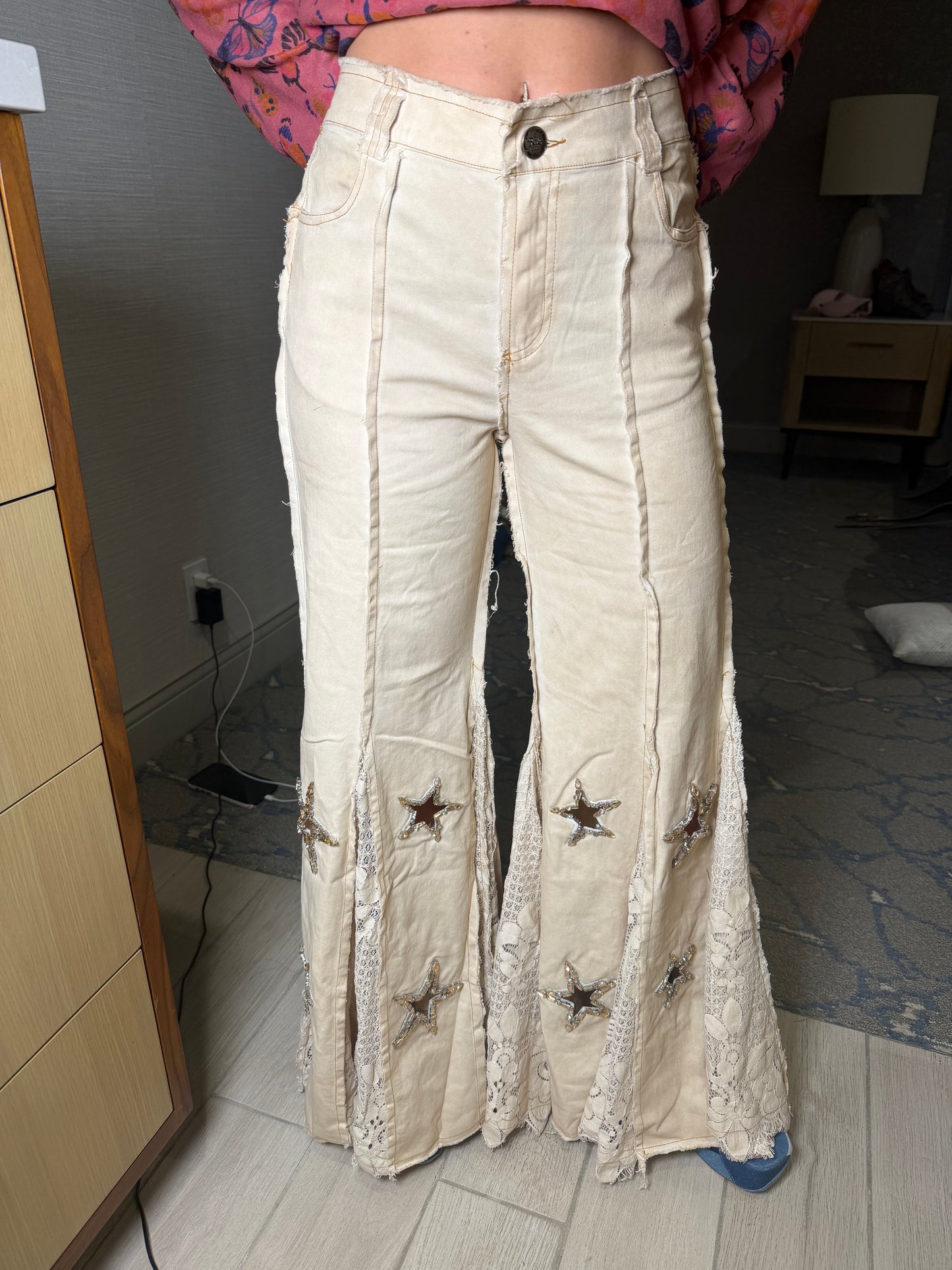 Bootcut Beige Star Pants
