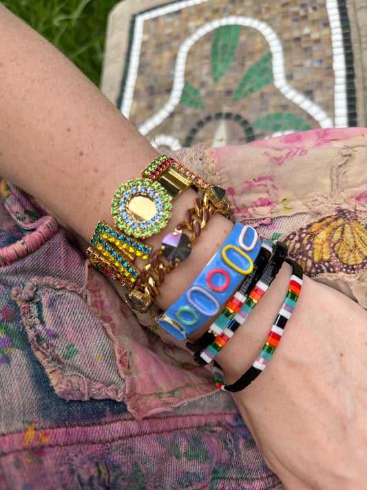 Black Rainbow Stretch Bracelet