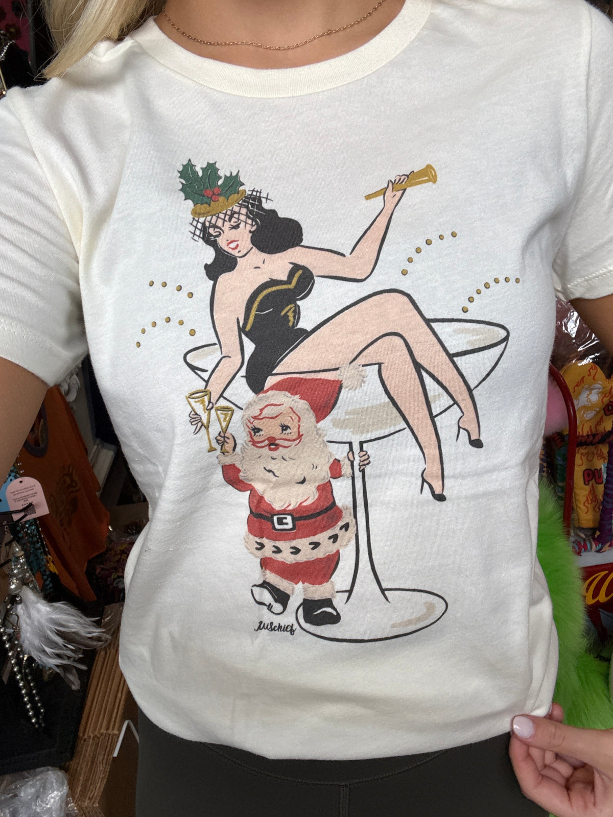 Santa Baby Fitted Tee in Ivory