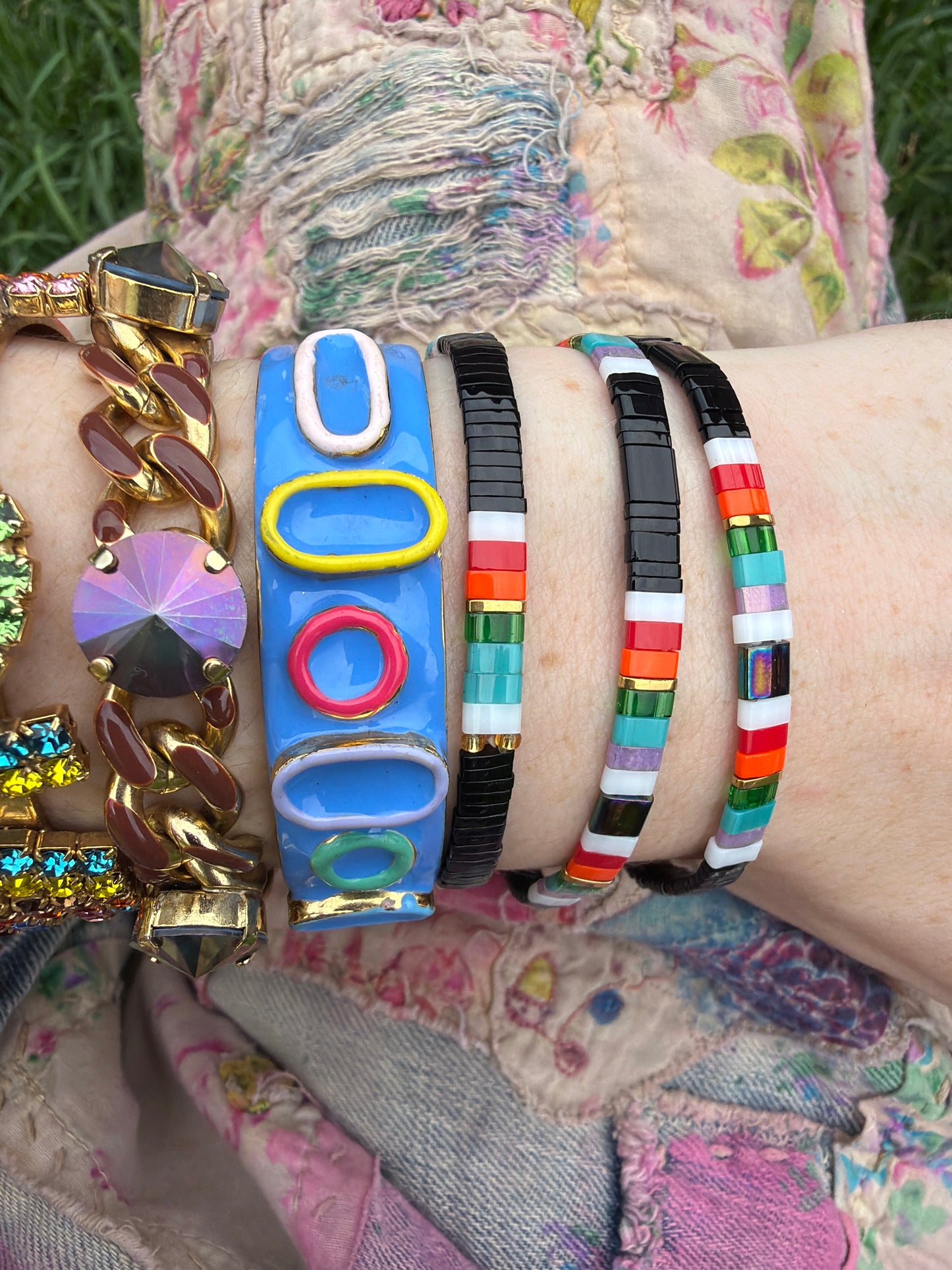 Black Rainbow Stretch Bracelet