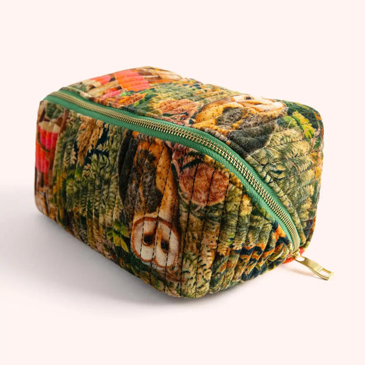 Woodland Owl Velvet Cosmetic Bag