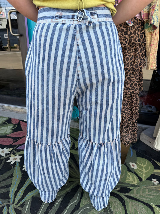 BLUE STRIPED MERMAID RUFFLE PANT