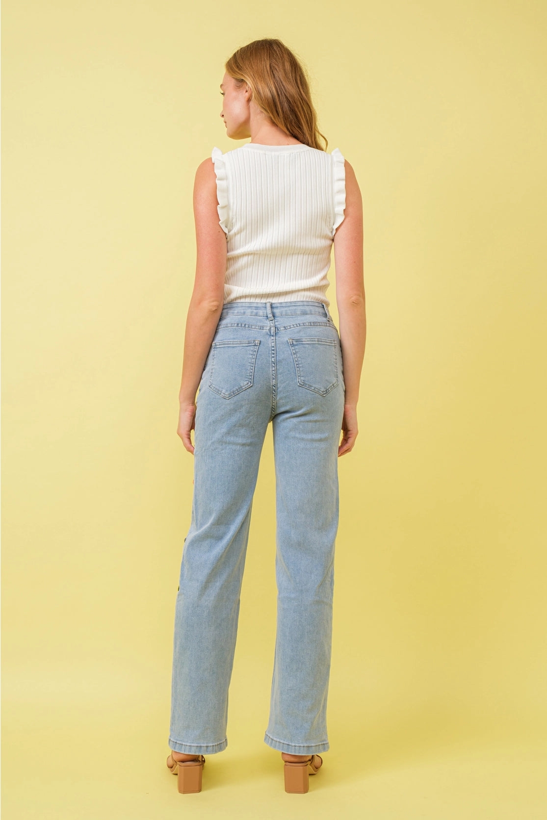 Light Wash Mid Rise Rhinestone Jeans