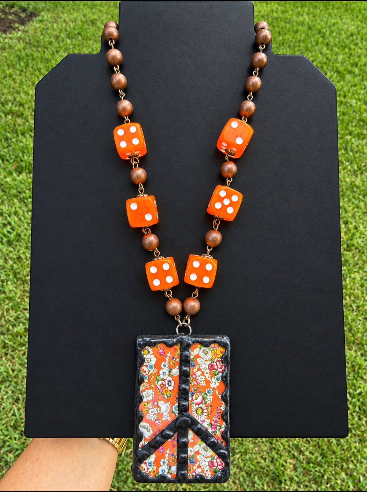 Orange Dice Necklace