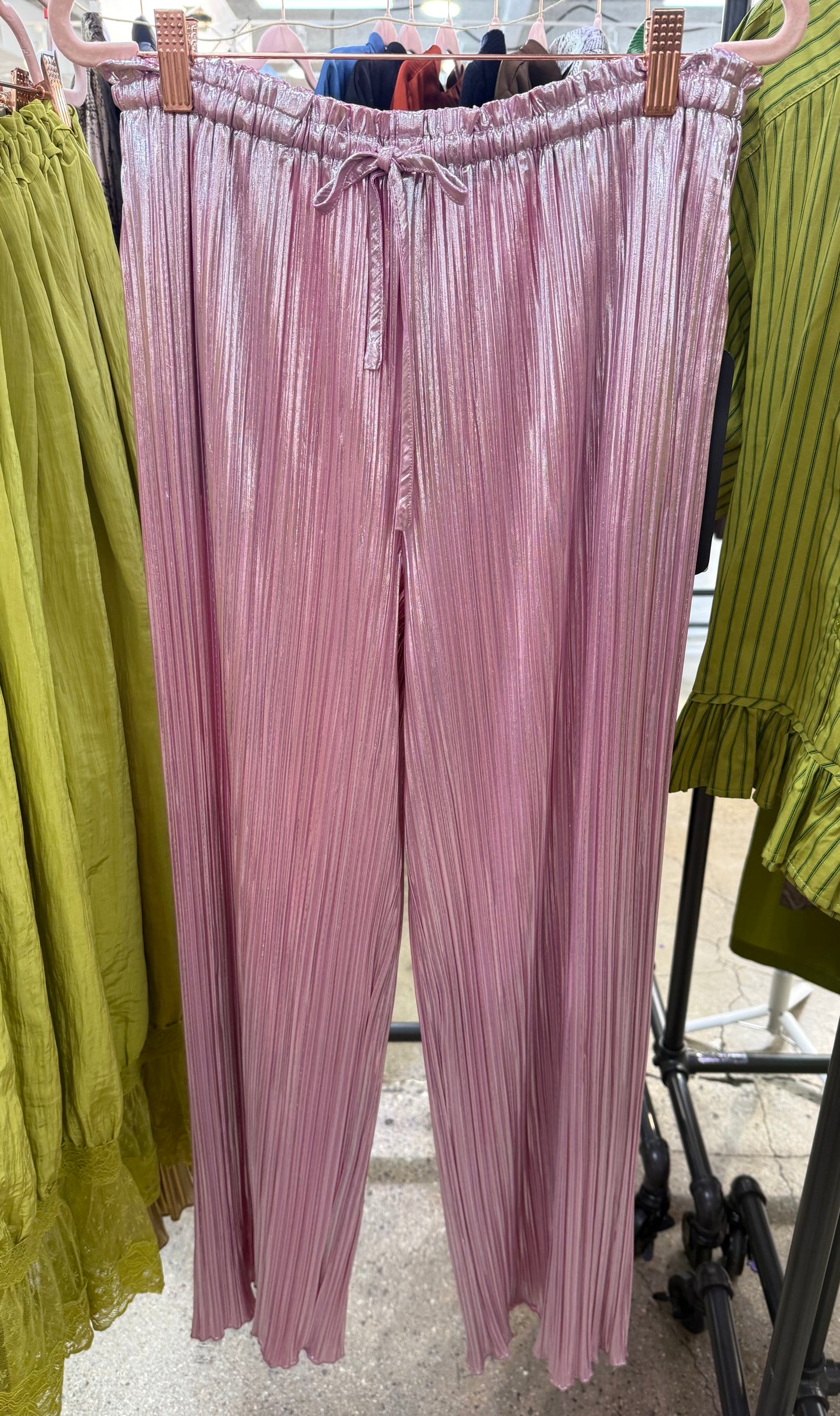 PRE ORDER Pink Silk Pleated Pants