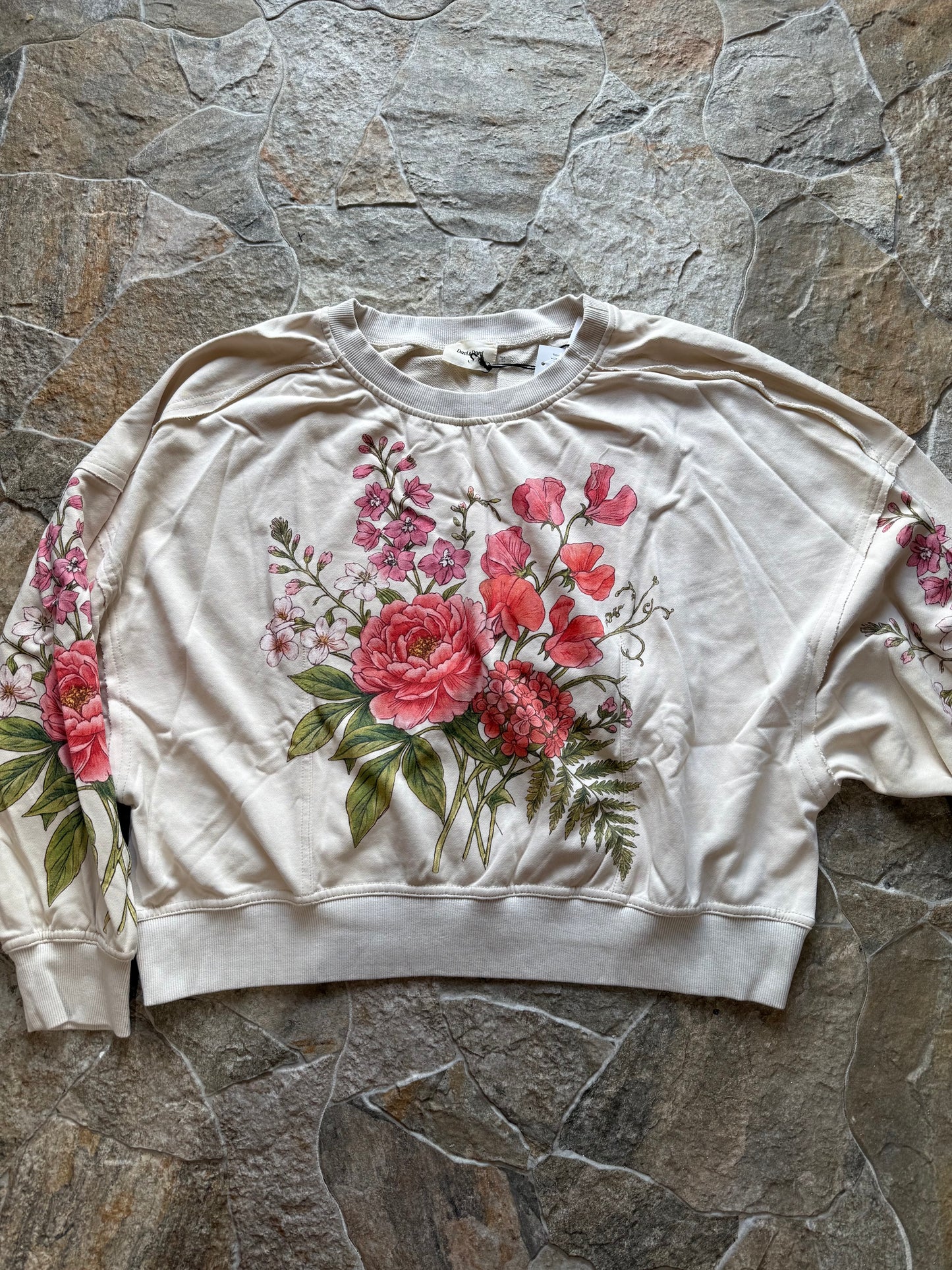Vintage Botanical Floral Cropped Sweatshirt