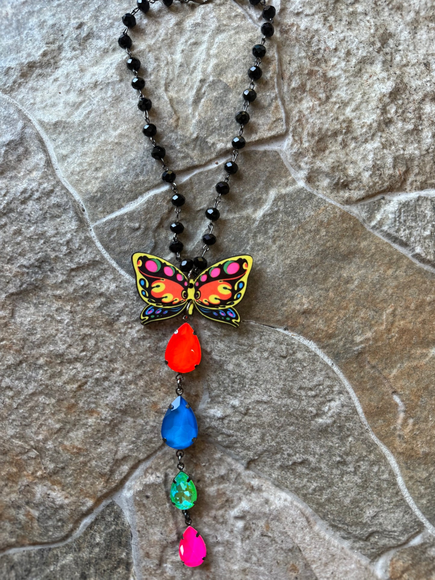 Neon Butterfly Necklace
