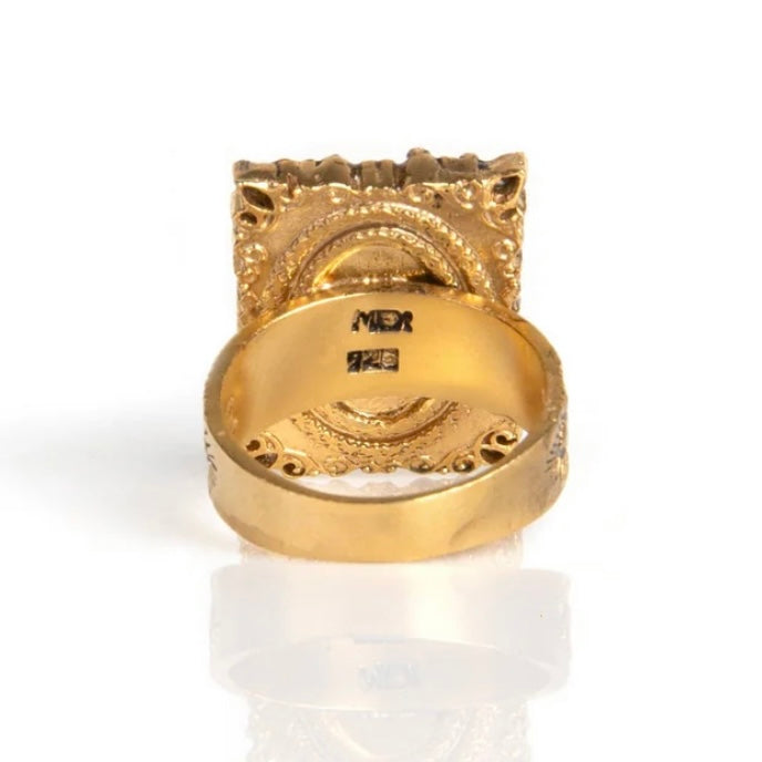 Retablo Square Framed Guadalupe Charm Ring