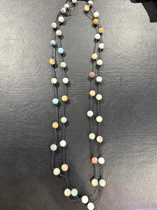 70” Matt Amazonite Knotted Necklace