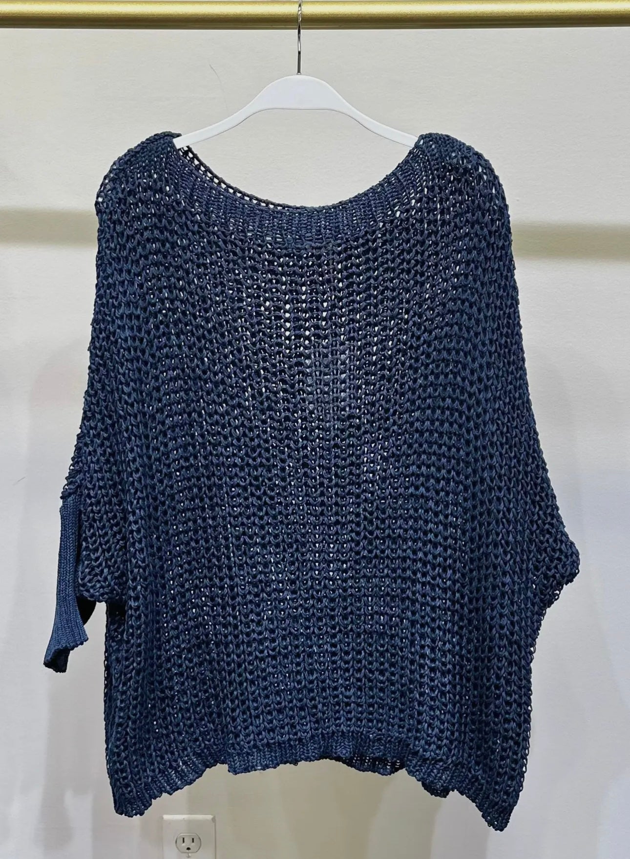 NAVY BOATNECK DROP SHOULDER LONG SLEEVE SWEATER
