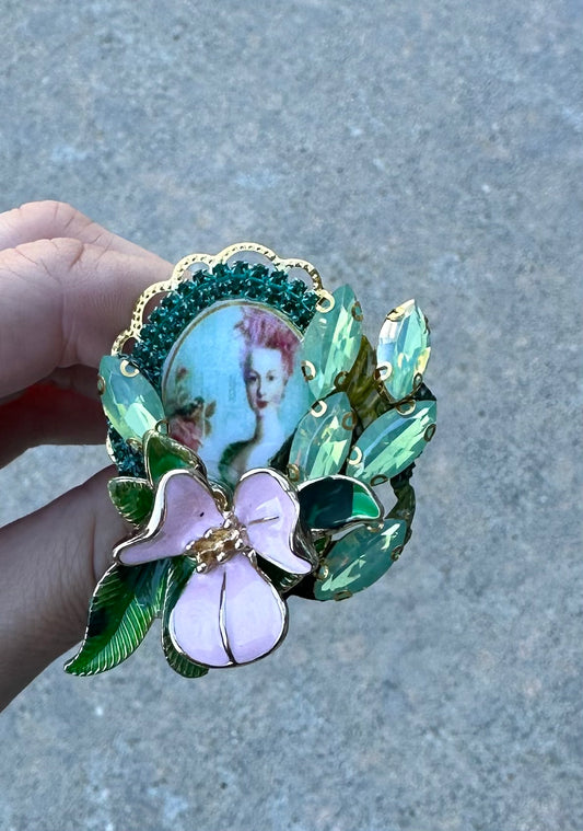 Green and Pink Marie Antoinette Statement Ring