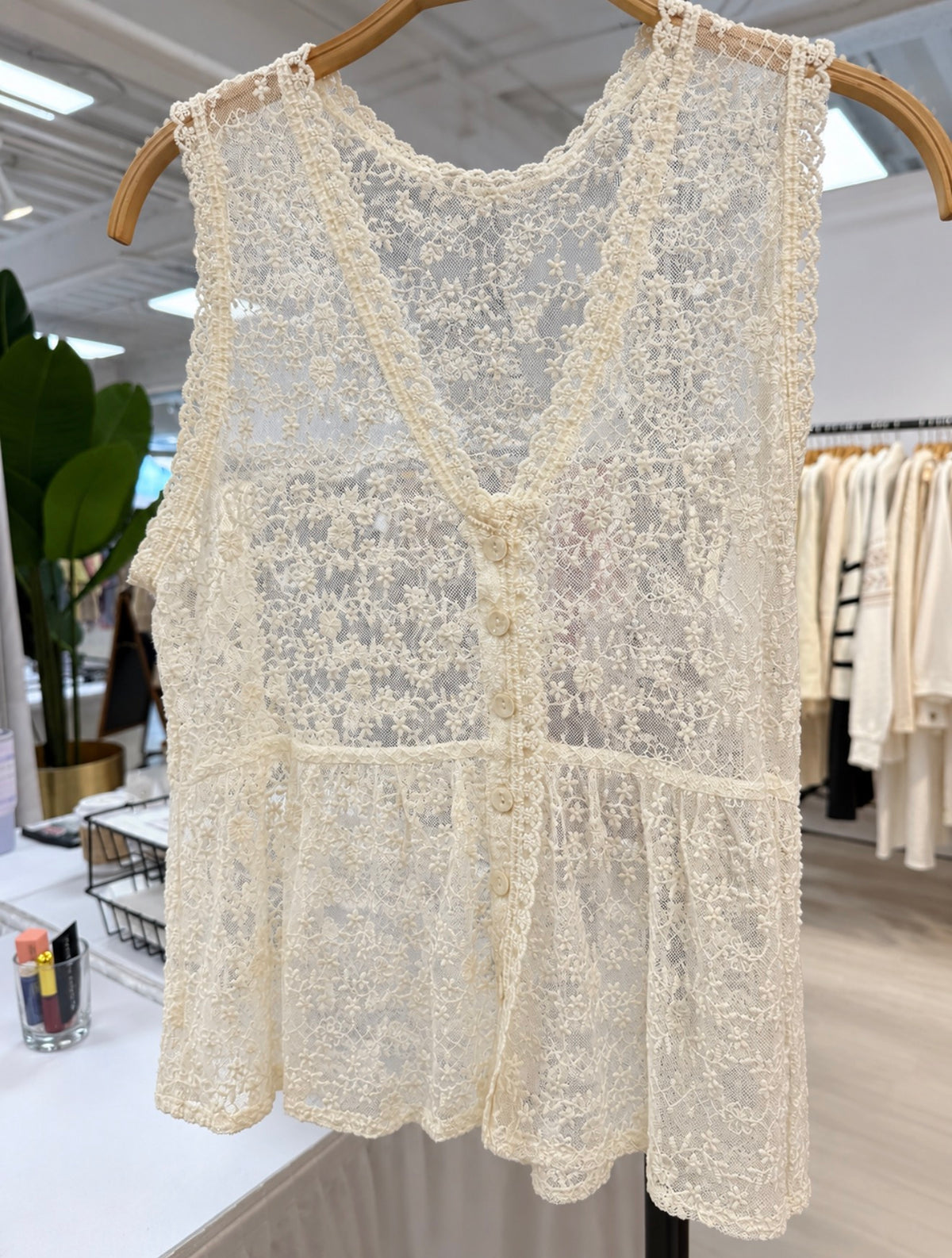 PRE ORRDER Lace Sheer Cream Tank Top
