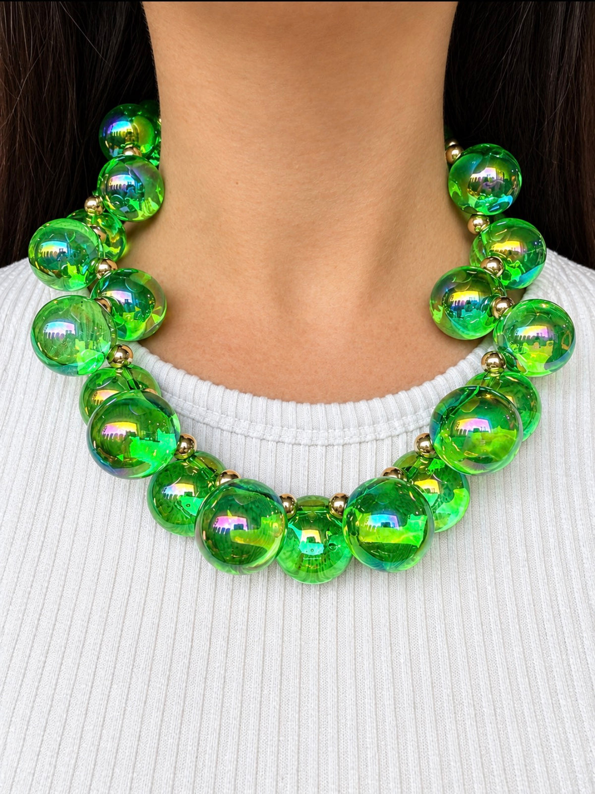 Large Green Bubble Necklace