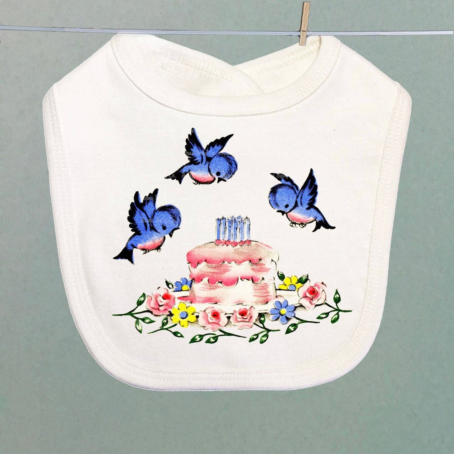 Bluebirds and Cake Organic Baby Bib