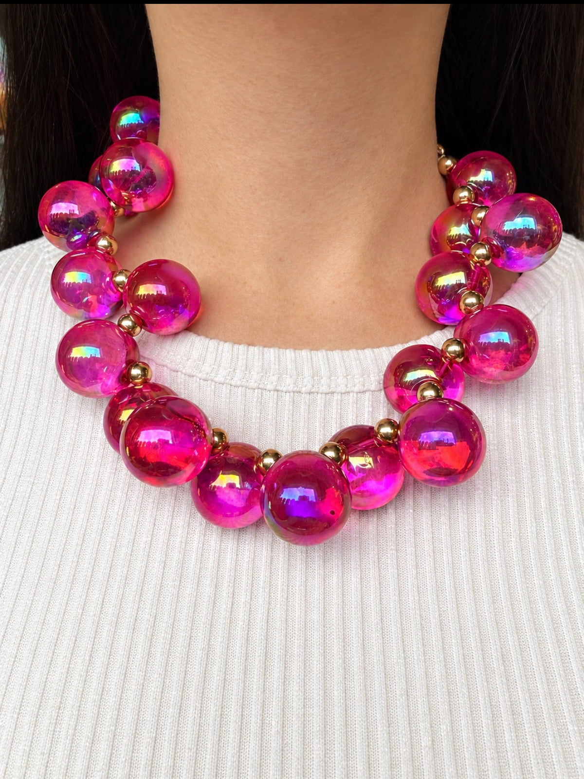 Large Pink Bubble Necklace