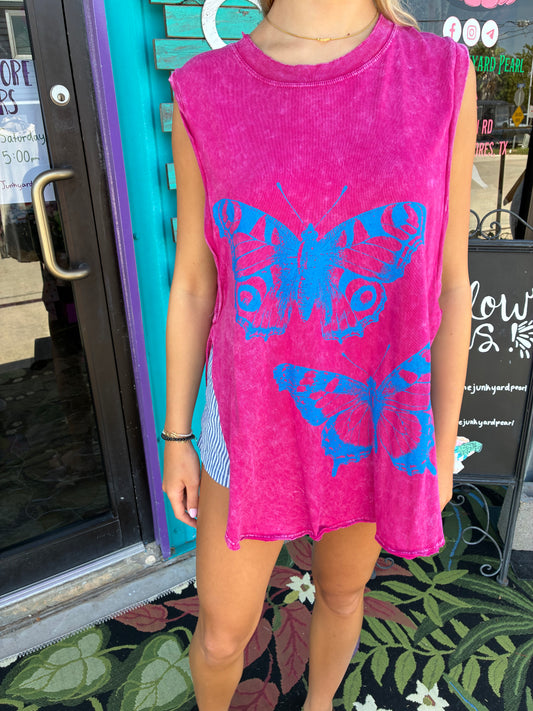 Pink Butterfly tank top