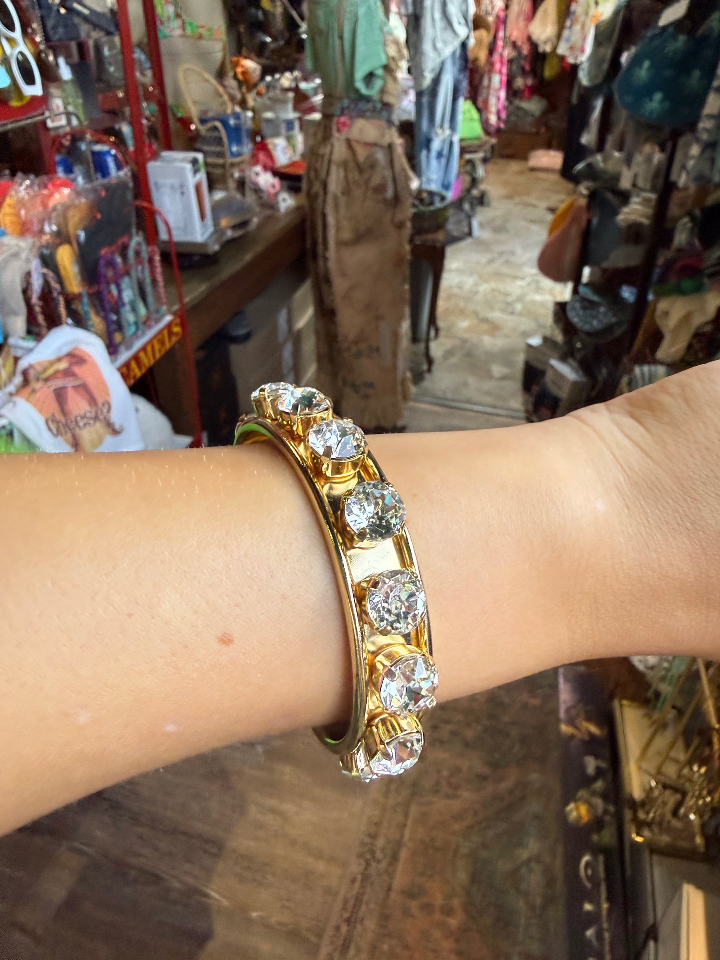 Skinny Gold Clear Jeweled Cuff Bracelet