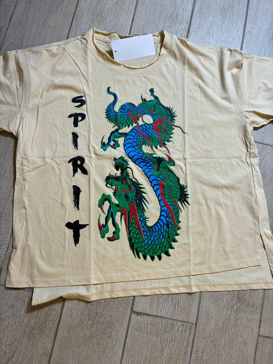 Beige Spirit Dragon T-shirt