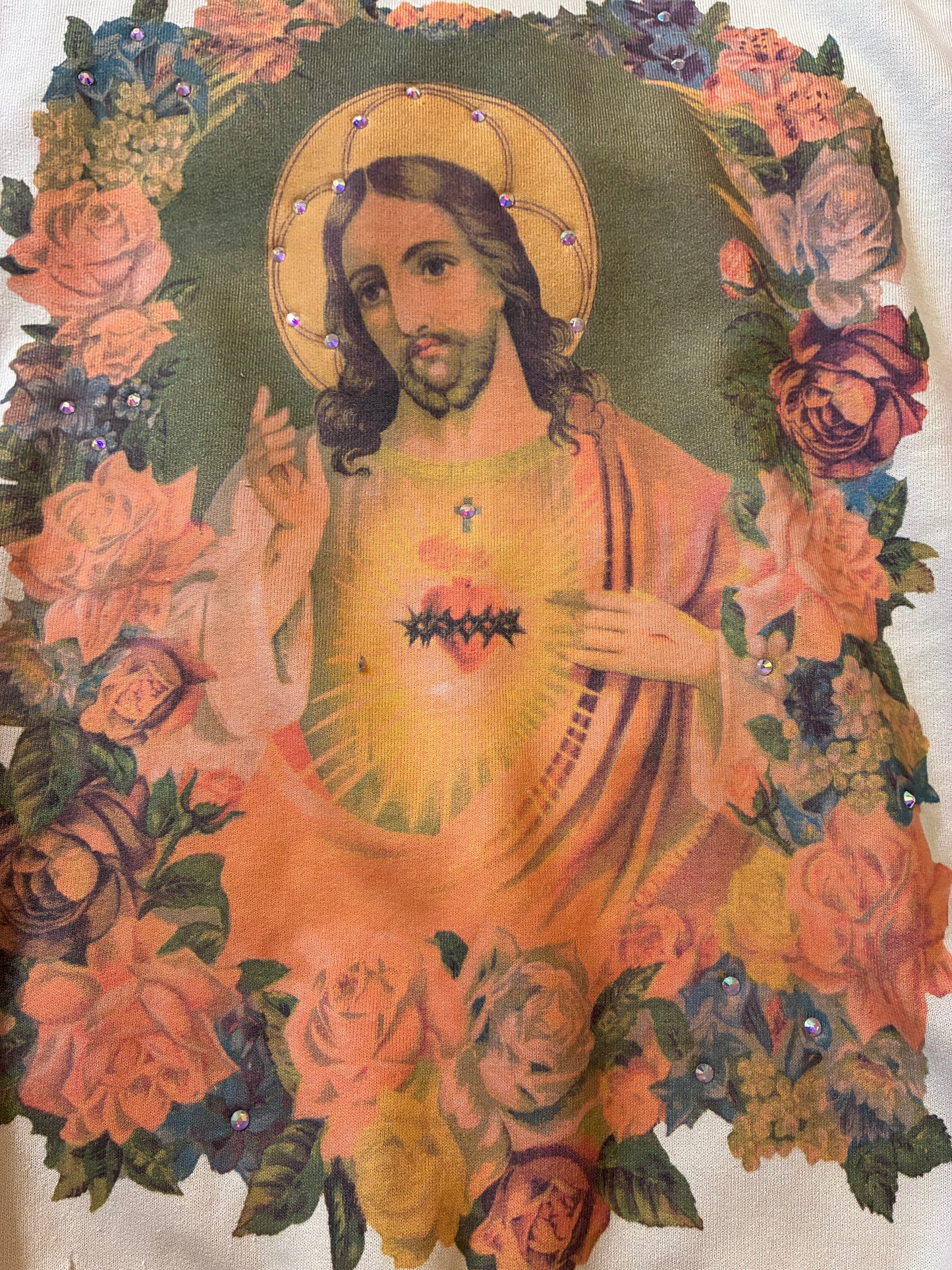 Jeweled Jesus Tan Sweatshirt