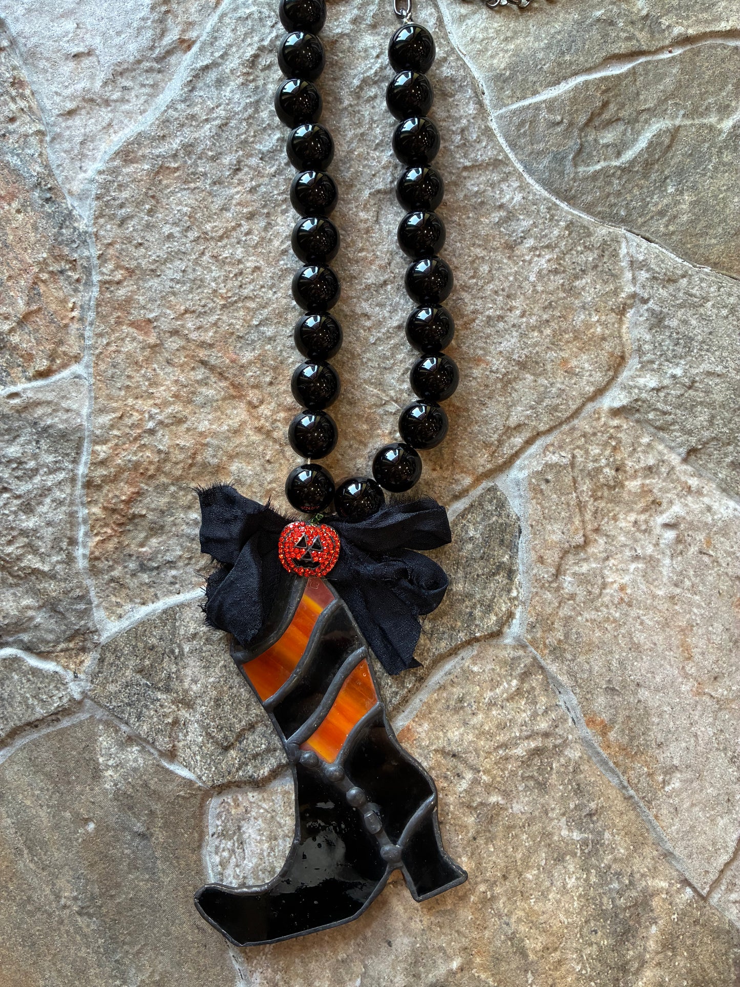 Beaded Witches Shoe Necklace