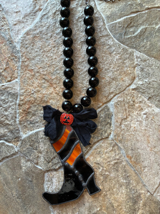 Beaded Witches Shoe Necklace