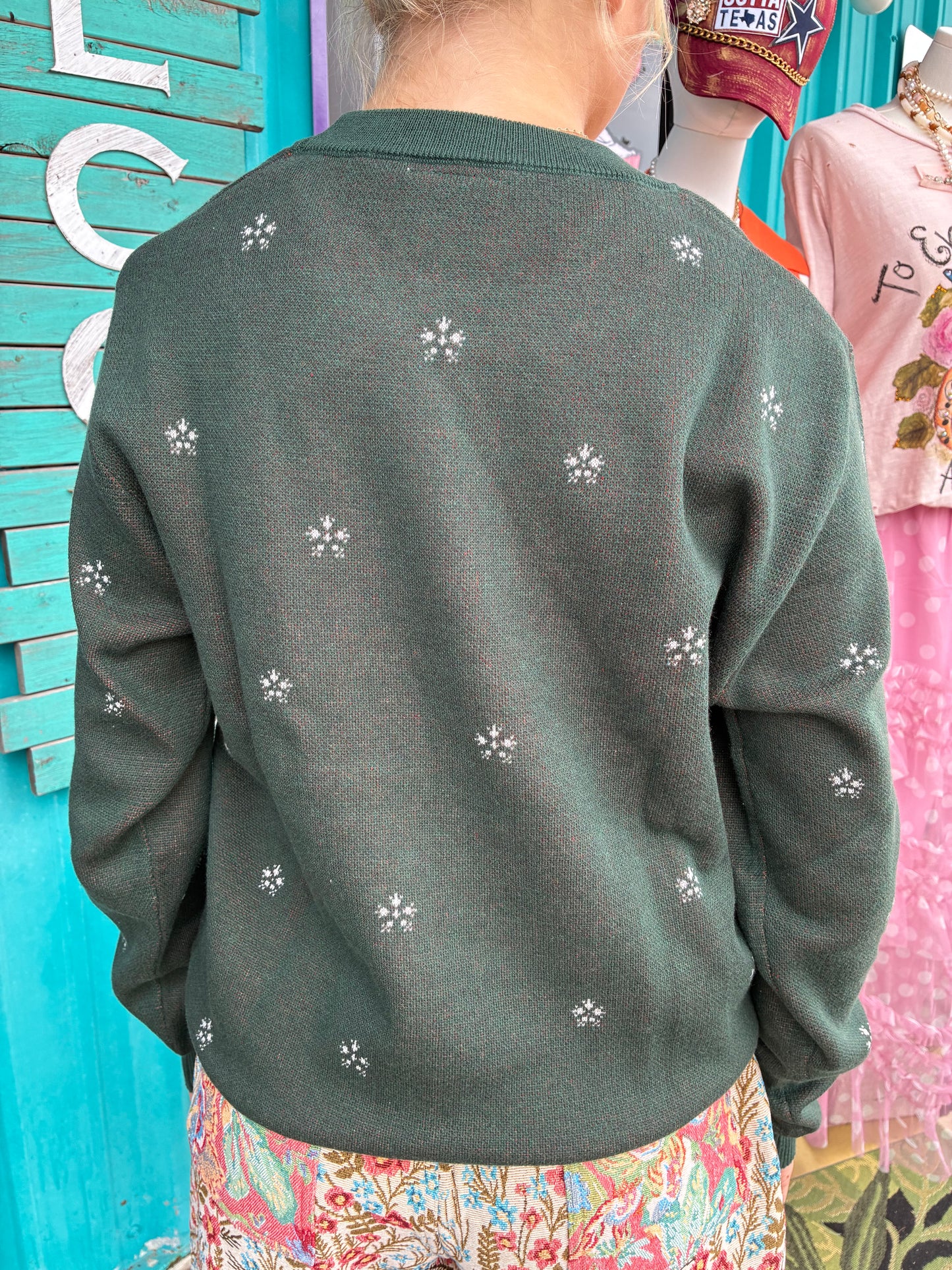 Mistletoe Kisses Knit Sweater in Forest Green