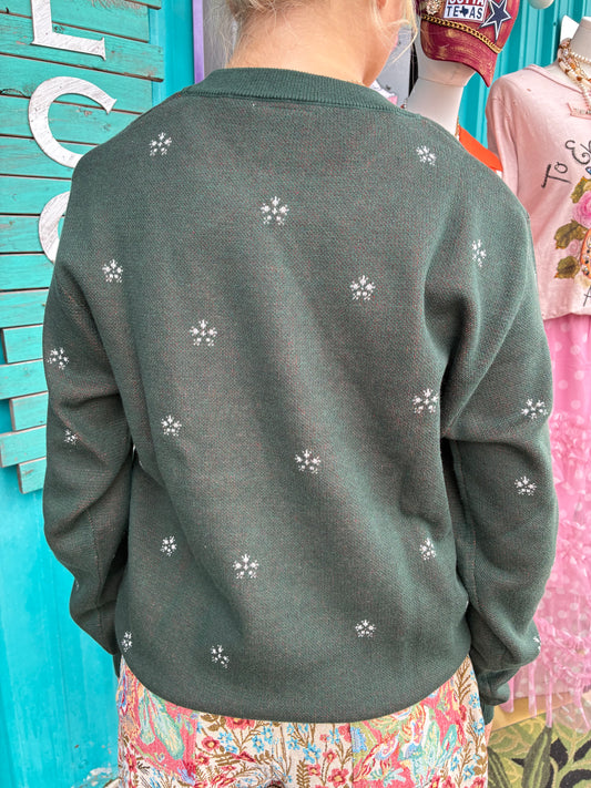 Mistletoe Kisses Knit Sweater in Forest Green