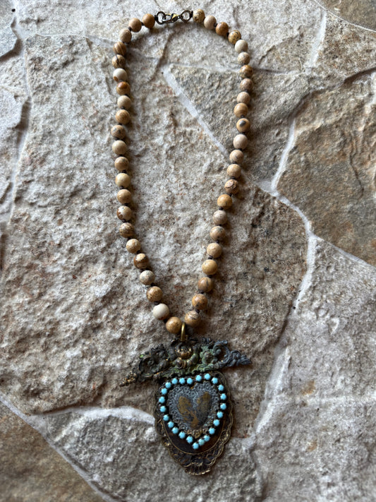 Vintage Turquoise Heart Necklace