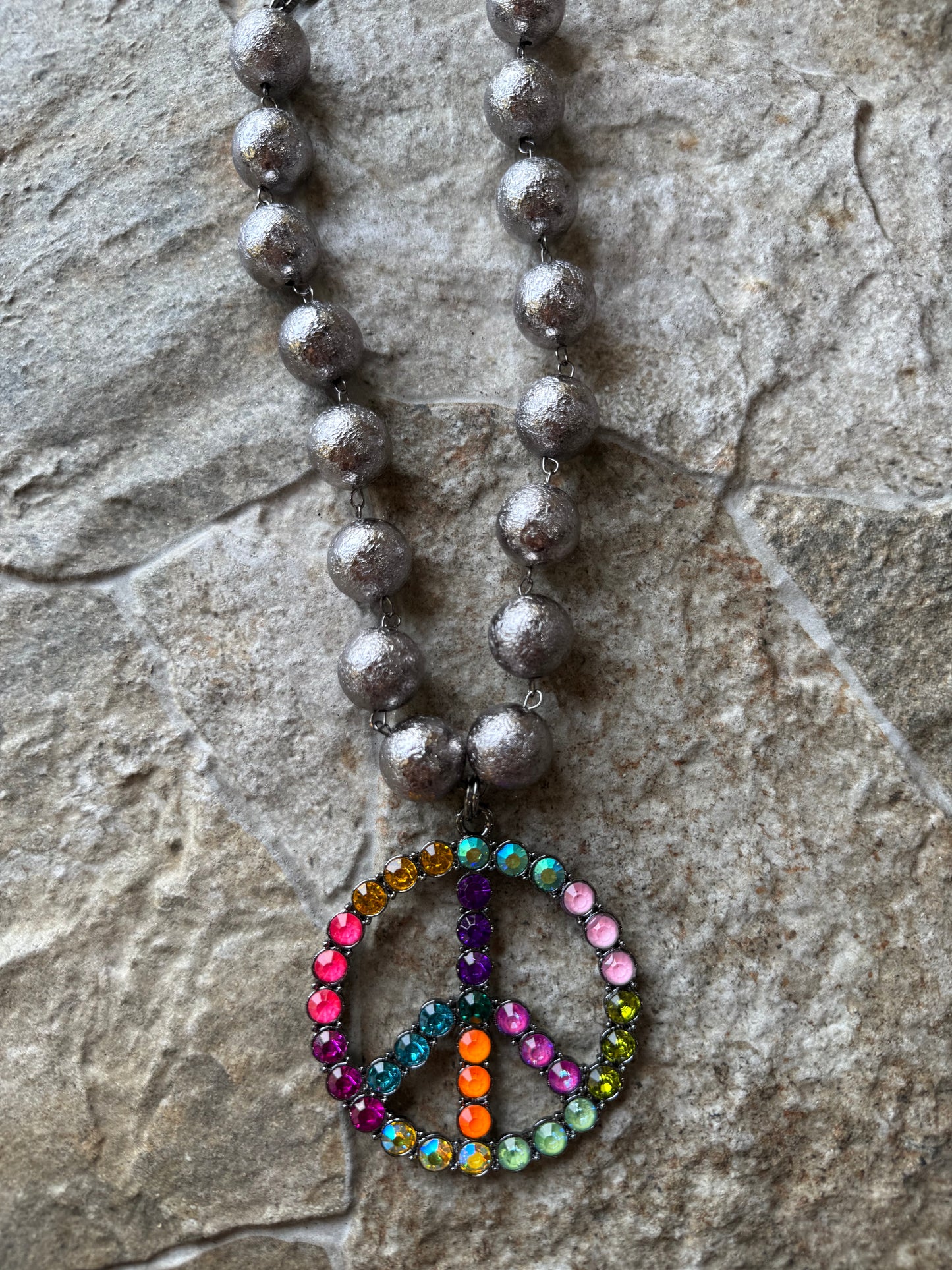 Multi Color Peace Sign Necklace
