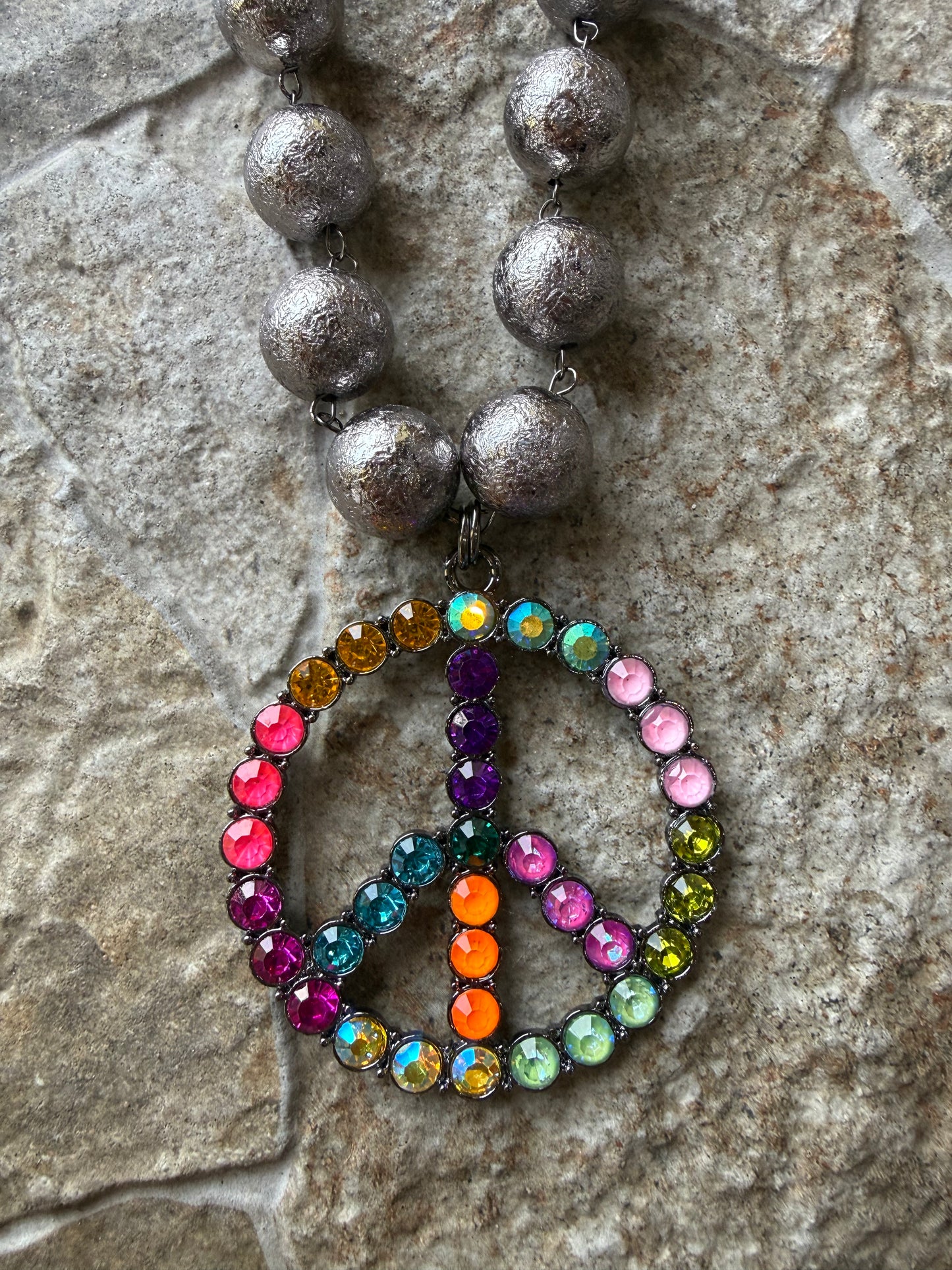 Multi Color Peace Sign Necklace
