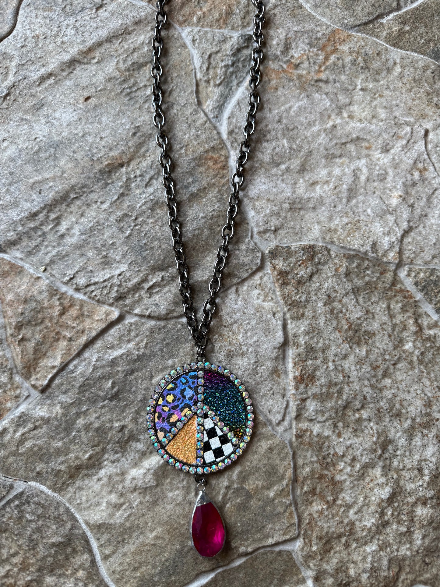 Checkered Peace Necklace