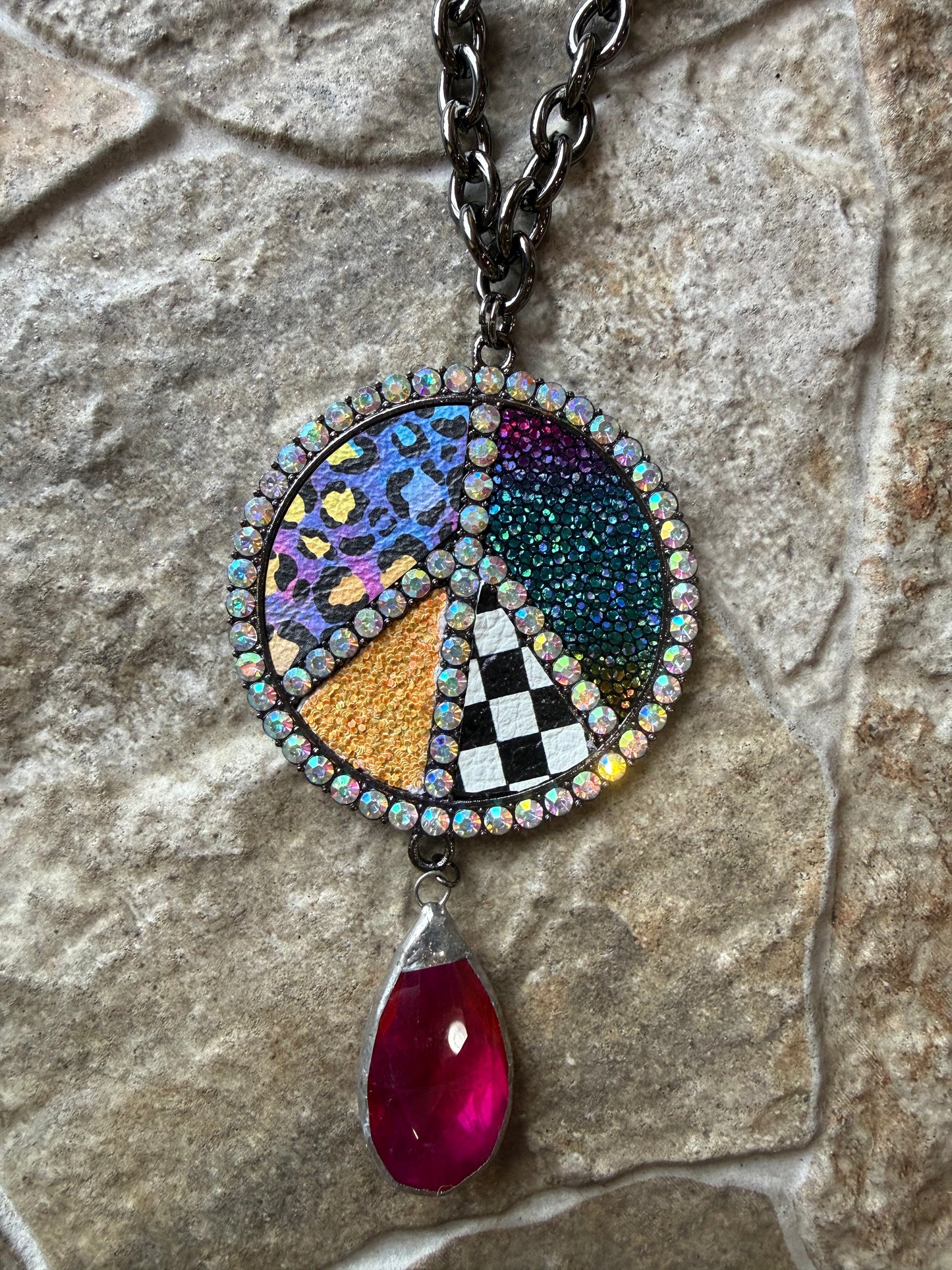 Checkered Peace Necklace