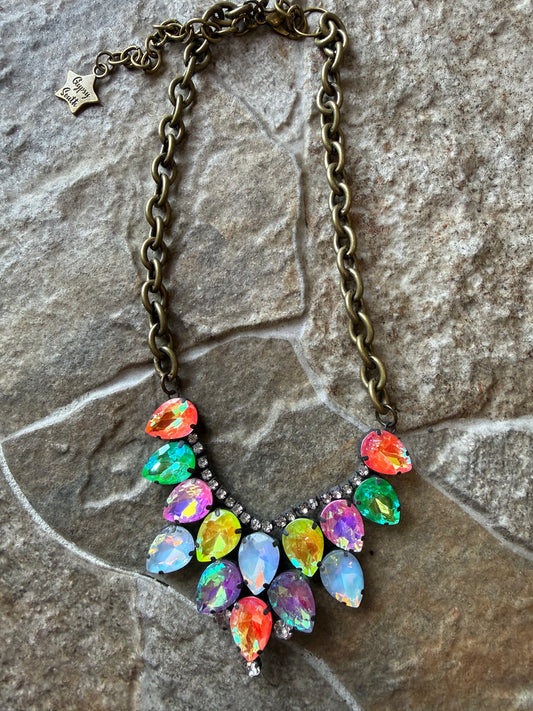 Vintage Royal Pastel Crystal Necklace