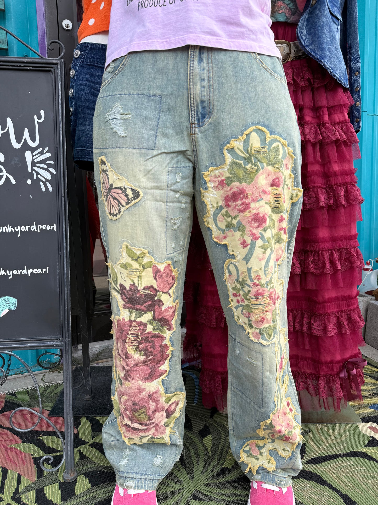 Peace and Love Floral Garden Jeans