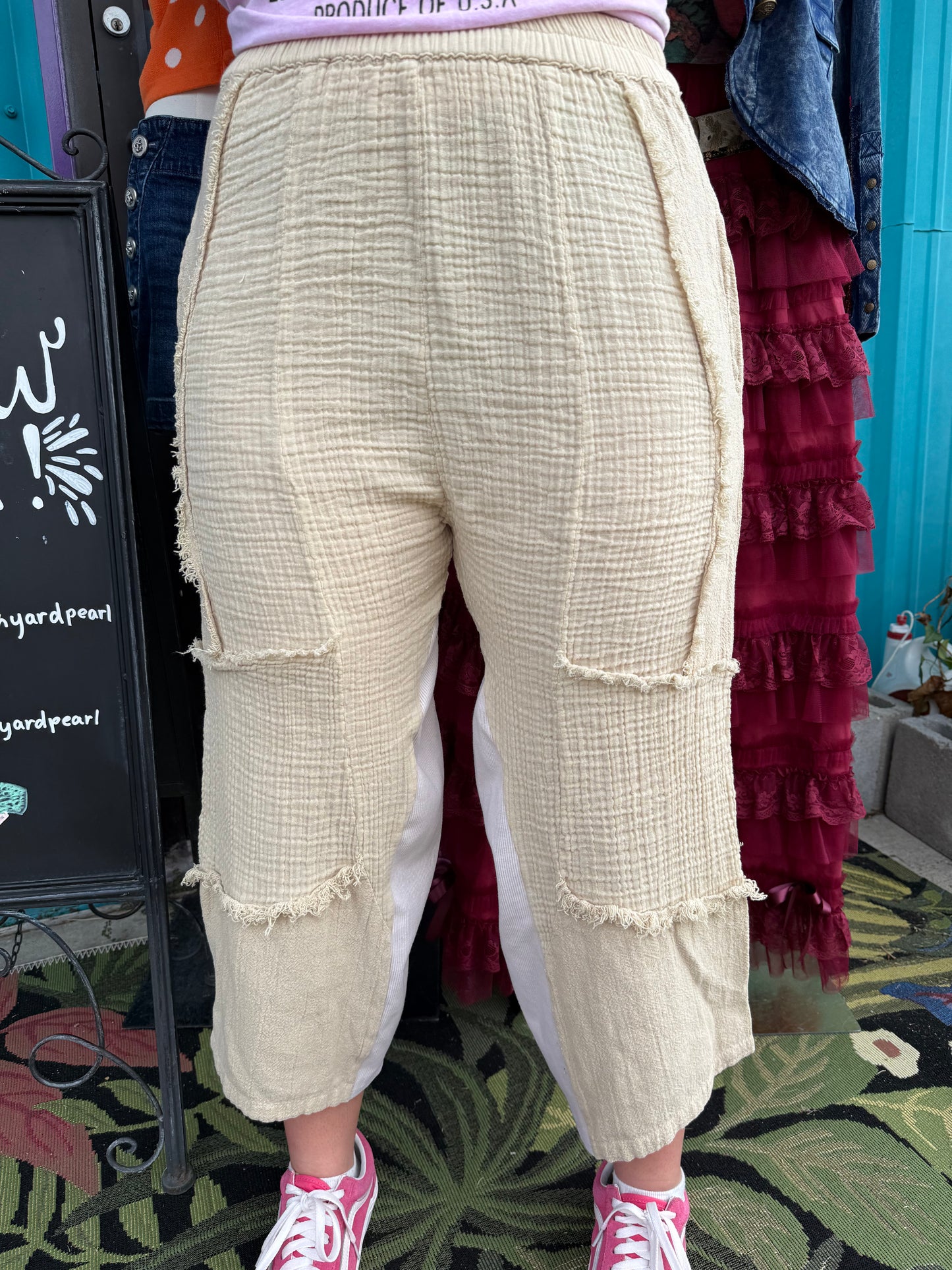 BEIGE COTTON GUAZE PANT