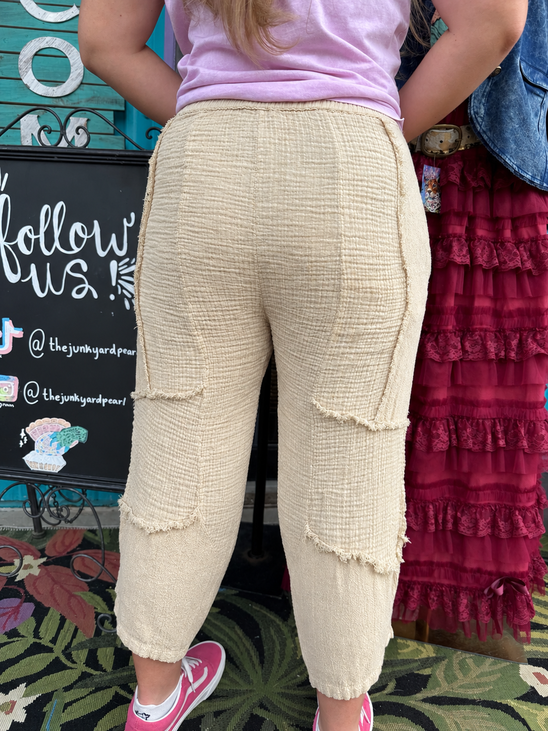 BEIGE COTTON GUAZE PANT