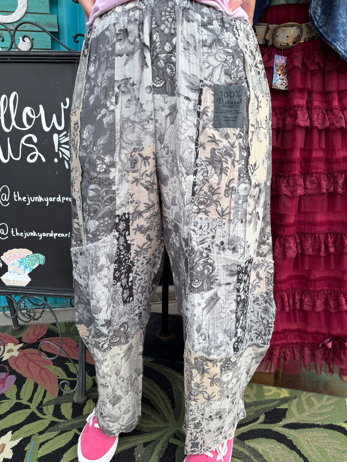 Black And White Harem Floral Pant