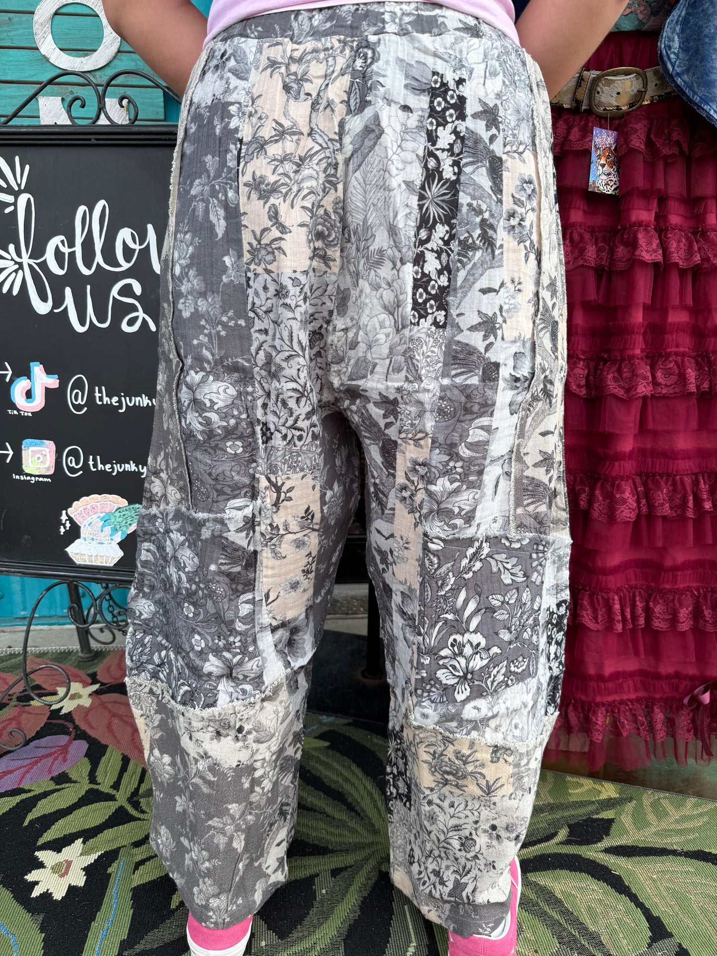 Black And White Harem Floral Pant
