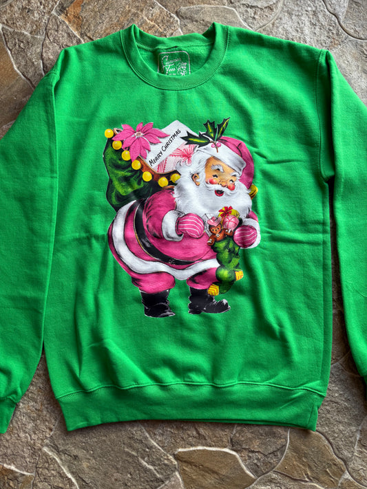 VINTAGE PINK SANTA TEE CREWNECK