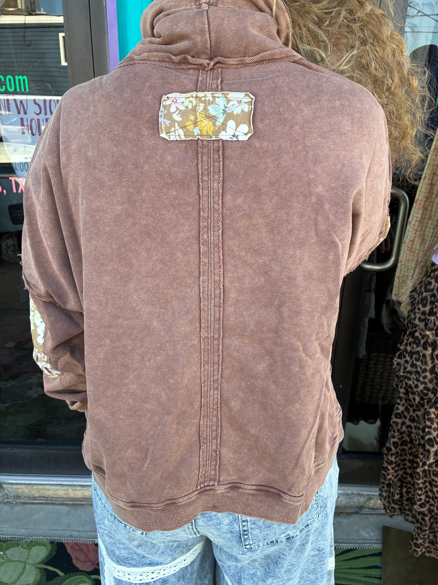 Floral Patch Loose Turtle Neck Sweater Top