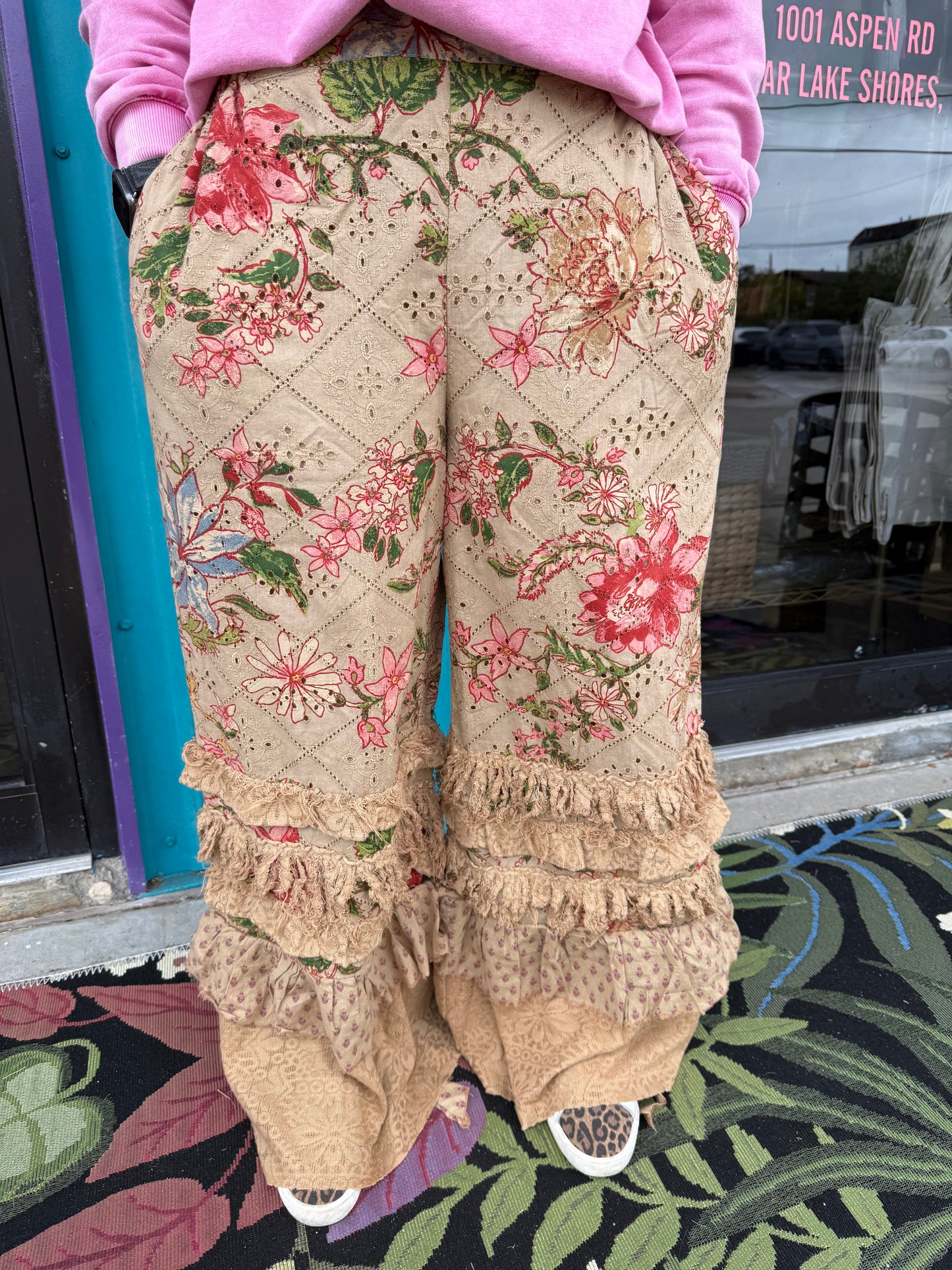 Tatted Flower Pants