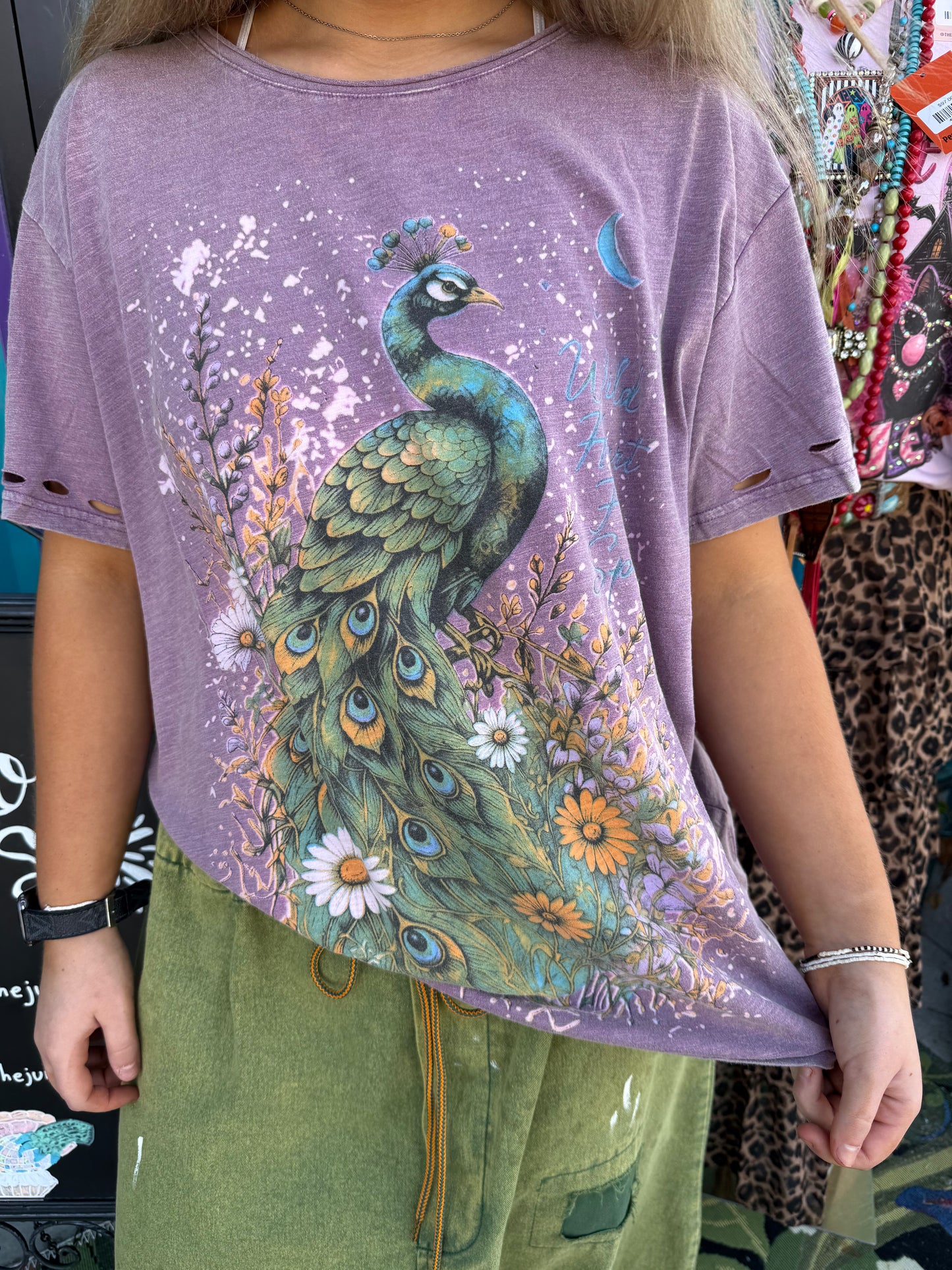 Soft Journey Peacock Royal Feathers Teee