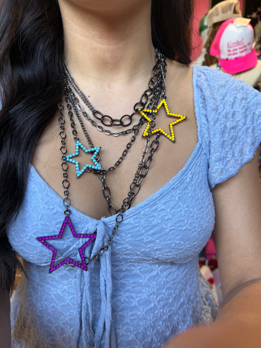 Super Star colored rhinestones necklace
