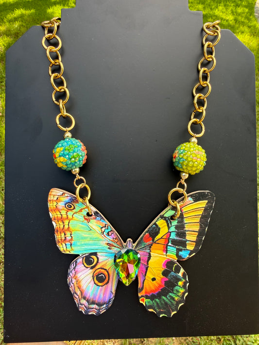 Multi Color Butterfly Necklace