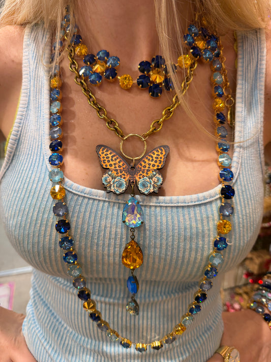 Blue Drop Butterfly Necklace